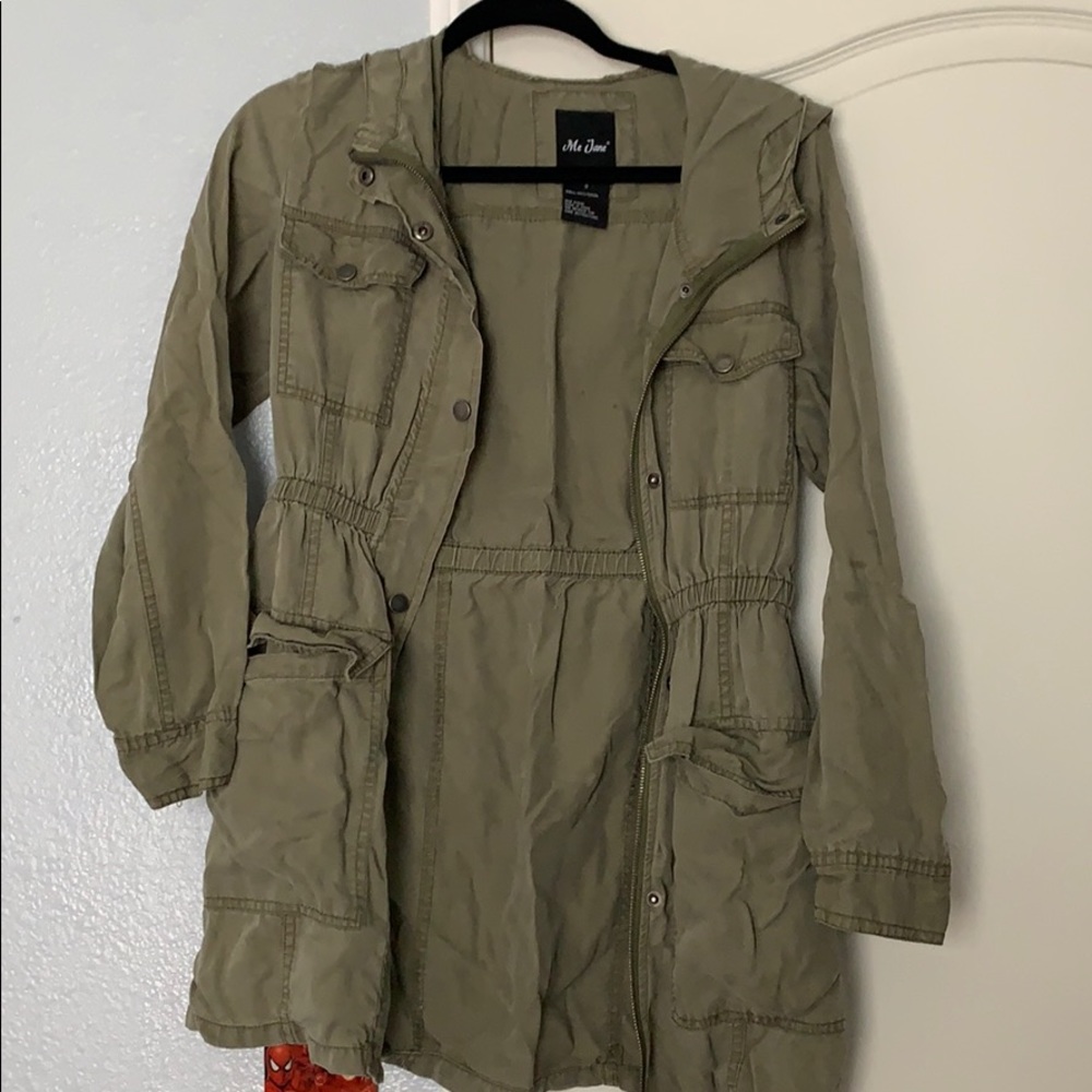 Green jacket with a hoodie